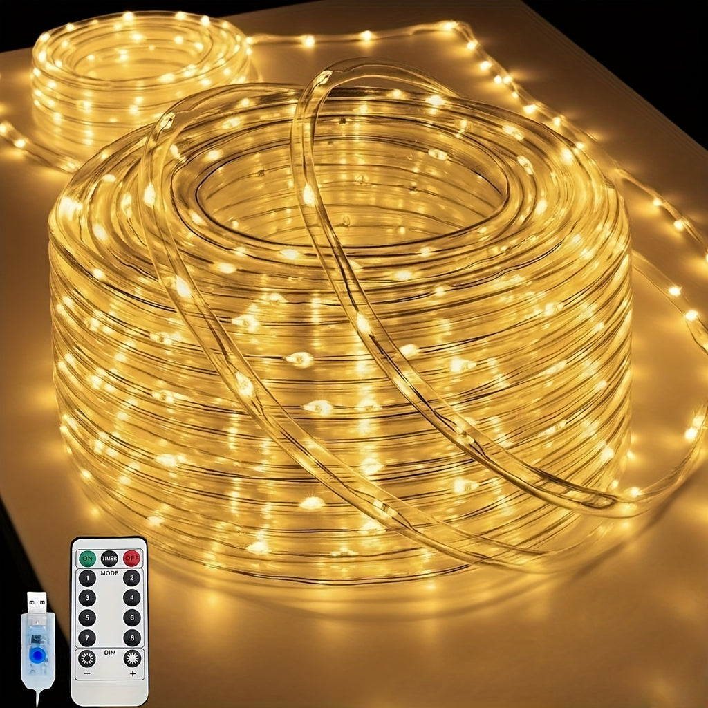 LED tube light, tubular light string, fairy light tube, DIY decorative light, USB powered, remote control, 8 lighting modes, adds ambiance to Christmas trees, parties, Christmas, carnivals, weddings, anniversaries, birthdays and other scenes