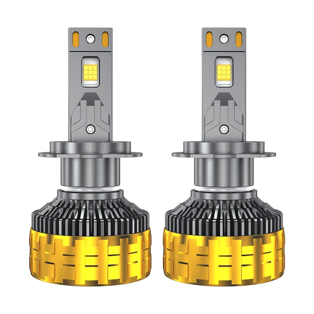 2个装 H4 H7 H11 LED 汽车大灯 H1 H9 9005 HB3 9006 HB4 9012 Hir2 9007 HB5 9008 H13 远近光灯泡 6000K 白色 800% 增亮，带外置驱动 Canbus 插件即用，无需电池
