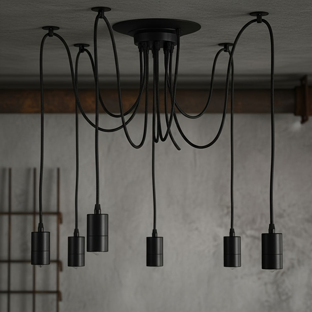 One-Pack, 6-Arm Spider Chandelier Ceiling Pendant Light, Vintage Style, Punk Style, Modern Style Pendant Light, Adjustable DIY, Hanging Fixture Suitable for Dining Room, Kitchen, Bedroom