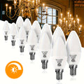 B11/C37 LED candle bulb, 5 watt, 500 lumens (50W equivalent), E12 base, CRI 85+, available in 3000K warm white, 5000K neutral white and 6500K cool white, non-dimmable, suitable for home, bar, restaurant and hotel decoration