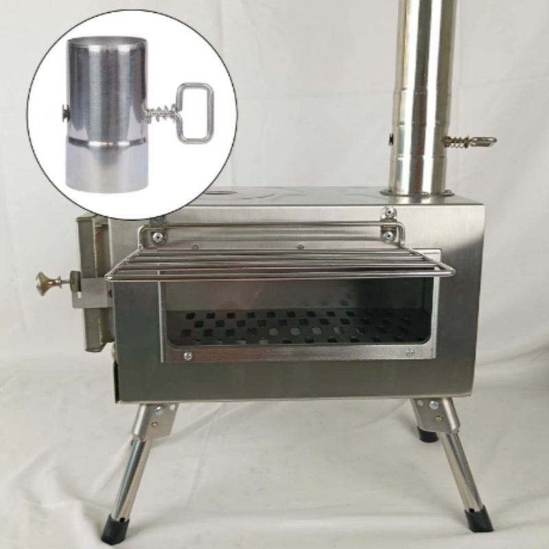 Stainless Steel Camping Stove Pipe with Damper – 2.36-Inch Control Port, 4.72-Inch Long Flue for Outdoor Wood Stove – Ideal Choice for Halloween, Christmas, Thanksgiving & New Year Holidays