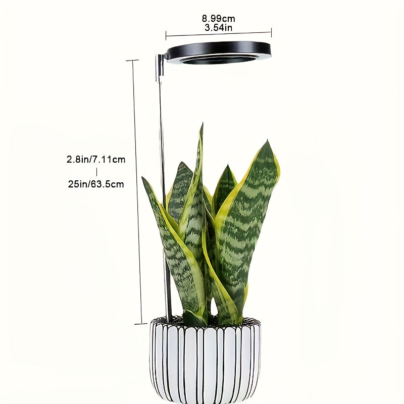 Indoor LED Plant Grow Light, Full Spectrum Ring Grow Light, 3 Colors, 10 Dimmable Levels, Auto Timer, USB Powered, Height Adjustable, Ideal for Succulents and Small Plants