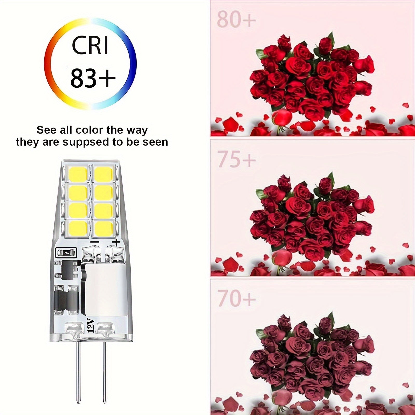 10-pack G4 type LED bulb, low voltage 16 LED beads, AC/DC 12V, flicker-free, 2W warm white 2700K / cool white 6000K, small bulb