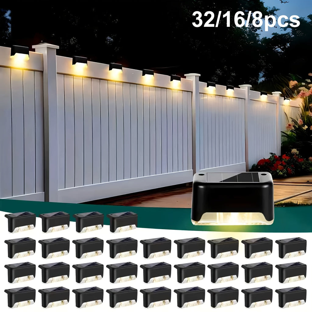 32/16/8 Pack Solar Outdoor Light, LED Solar Ground Insert Light, Solar Step Light, IP44 Waterproof, Courtyard Decorative Light, Solar Fence Light for Stairs, Steps, Railings, Courtyard, Patio and Walkways (Warm White)