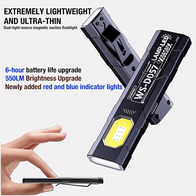 Outdoor LED Flashlight, Portable Mini Pocket Light, Floodlight Work Lamp, 5 Lighting Modes