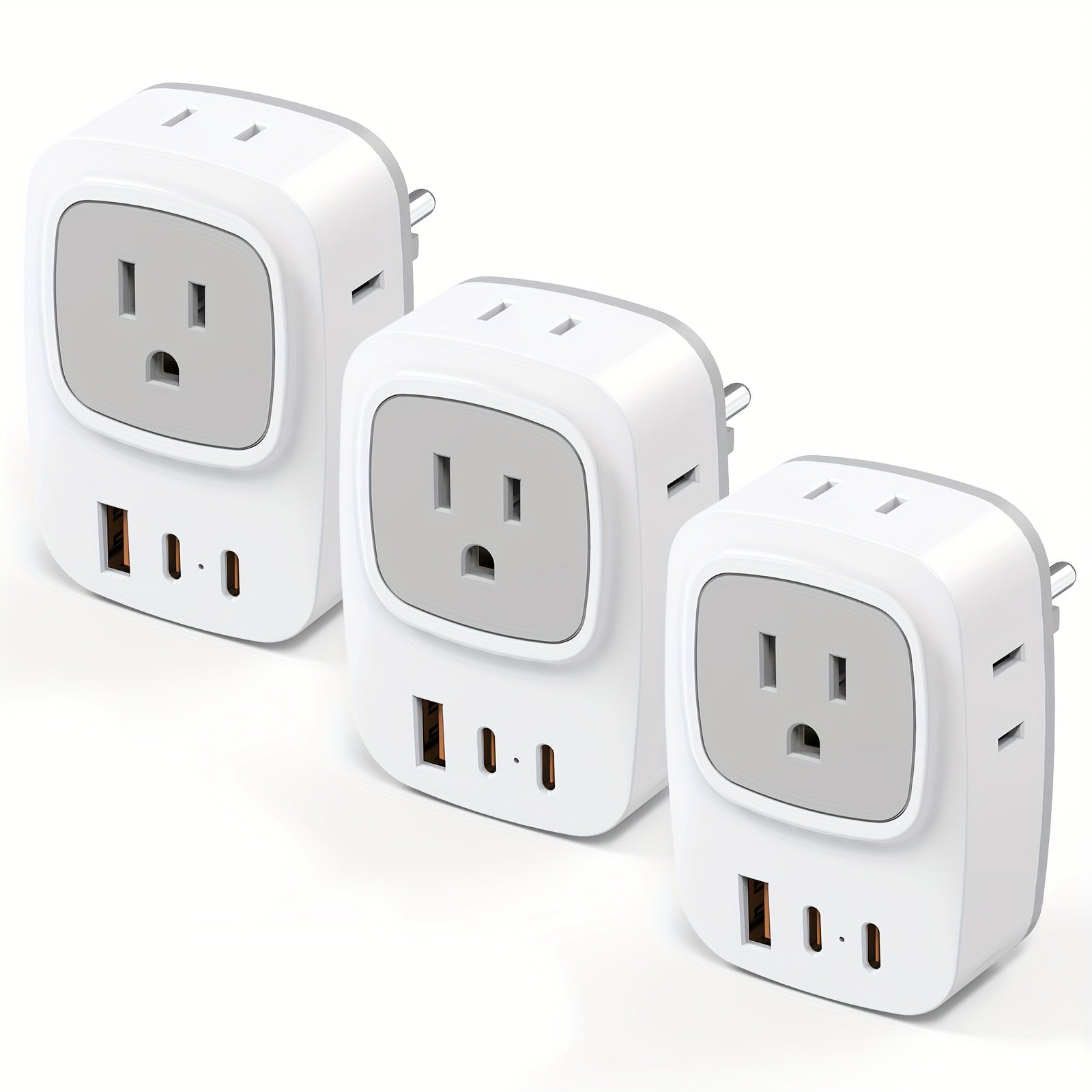 European Travel Plug Adapter with USB Ports(1 USB C), International Plug Adapter with 4 AC Outlets And 3 USB Charging Ports, USB Total Output 5V/3.1A, Type C Power Adapter Charger, Suitable for Travel, US to Most Of Europe, EU Italy Iceland France