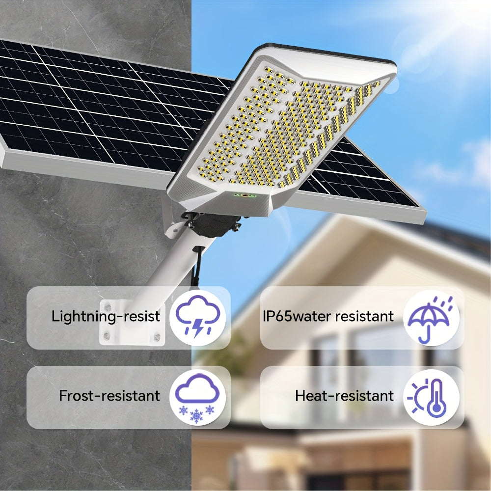 1 Piece Solar Outdoor Wide Angle Lighting, 232 LED Convex Lens Beads, Super Bright Large Street Light, Water Resistant, 6500K White Light, Split-Type Wall Mount Exterior Wall Light, with Remote Control, with 18000mAh Large Capacity Battery