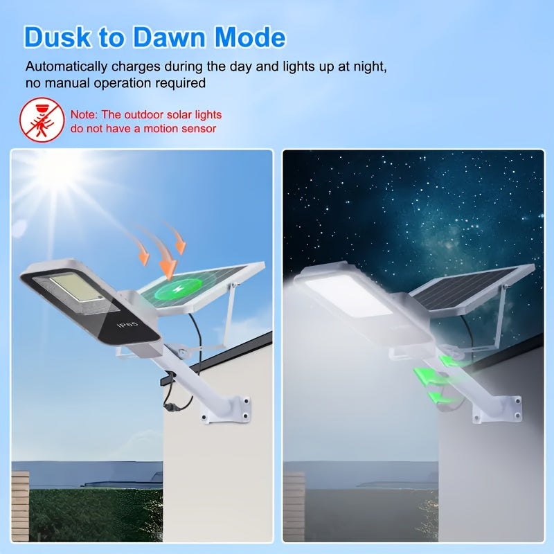 LED Solar Street Light, IP65 Waterproof, with 6000mAh Solar Wall Light 6500K Dimmable Remote Control, Outdoor Wall Light Perfect for Courtyard, Garden, Sidewalk, Street, Parking Lot