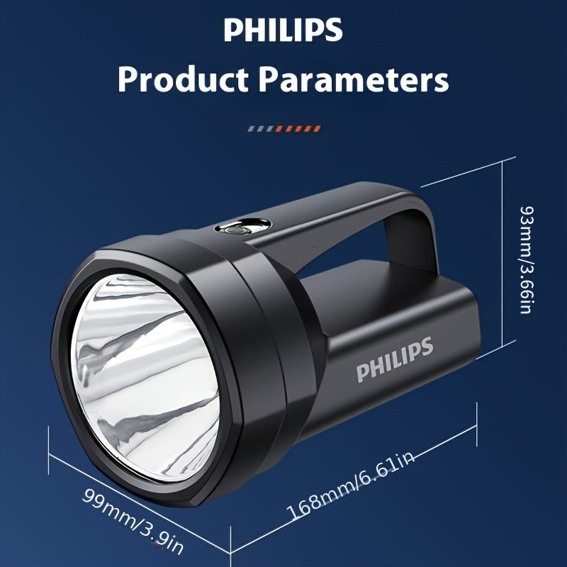Philips rechargeable battery flashlight, ultra-long battery life, high capacity, portable spotlight, suitable for outdoor and emergency lighting