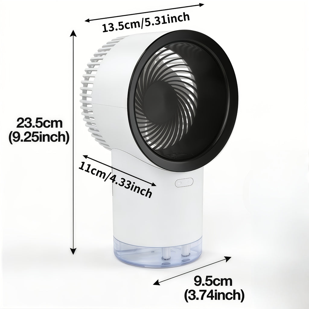 Fast Cooling Portable Water-Cooled Air Conditioner, Desktop Atomizing Humidifier & Refrigeration Fan, Rechargeable High-Speed Quiet Operation, 3-Speed Adjustable Wind, Perfect for Office Dorm Bedroom Outdoor Travel