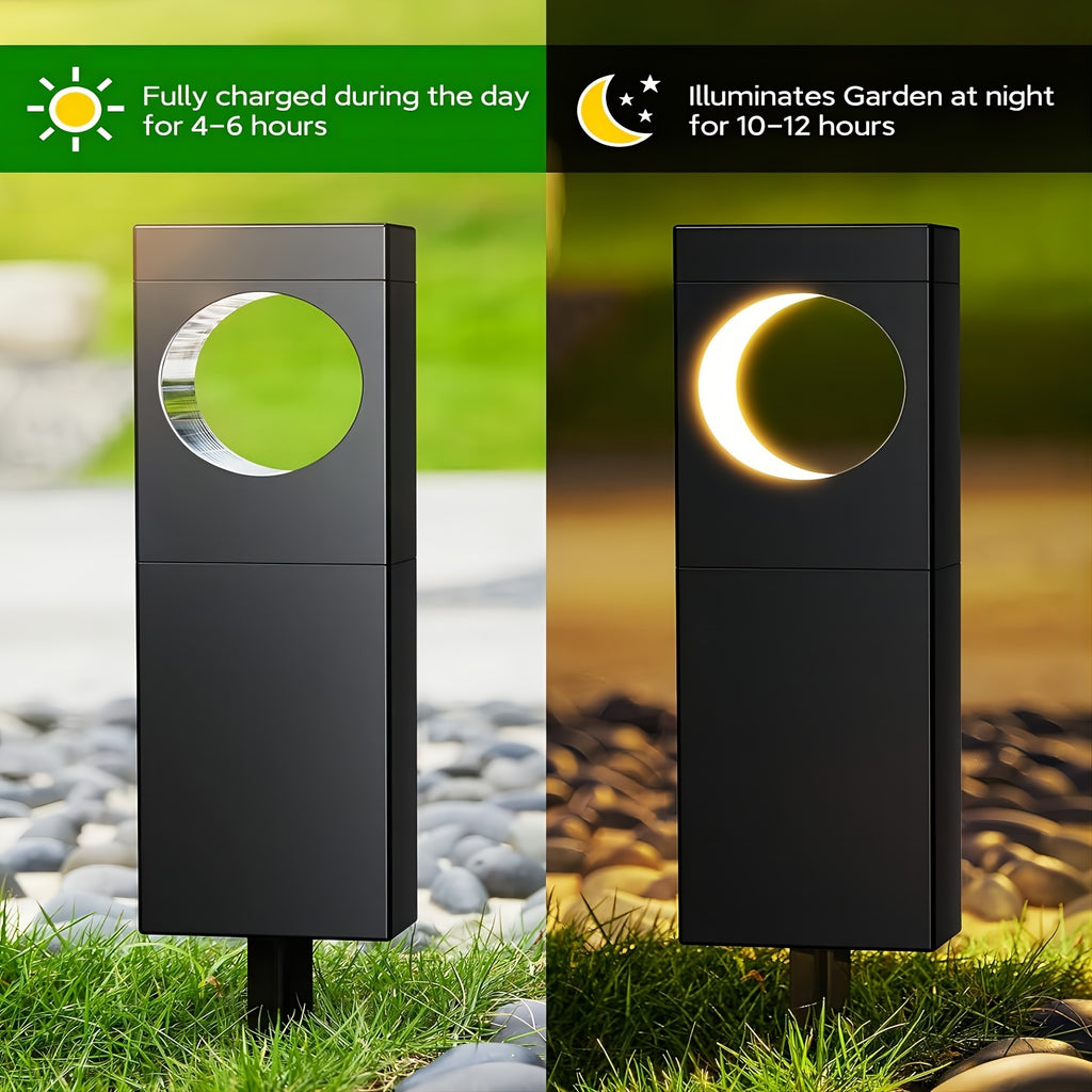 Solar Outdoor Light 6/4-Pack, High-Brightness Pathway Outdoor Light, Moon-Shaped Landscape Effect, Automatic On/Off, Suitable for Outdoor Courtyard Garden Path, IPX5 Solar Pathway Light Outdoor (Warm White Light)