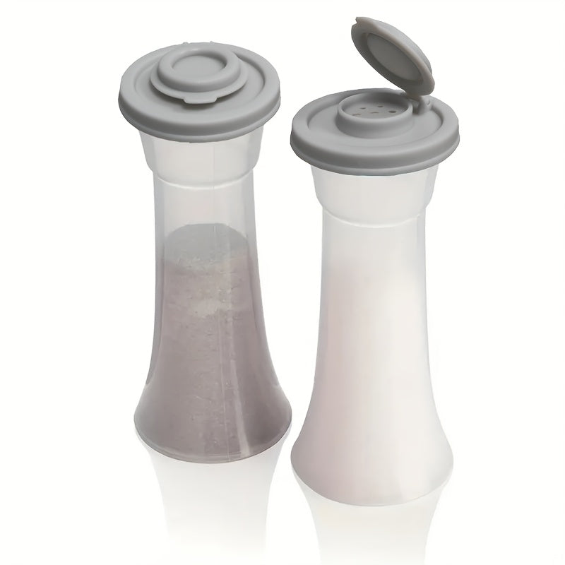 2 Extra-Large Salt & Pepper Shakers, Moisture-Proof Salt Collector – Perfect for Camping, Picnic, Outdoor Kitchen, Lunch Box, Travel – Clear Spice Jars with Red Lids – Plastic Airtight Spice Dispensers, BBQ Seasoning Shakers, Powder Dispensers