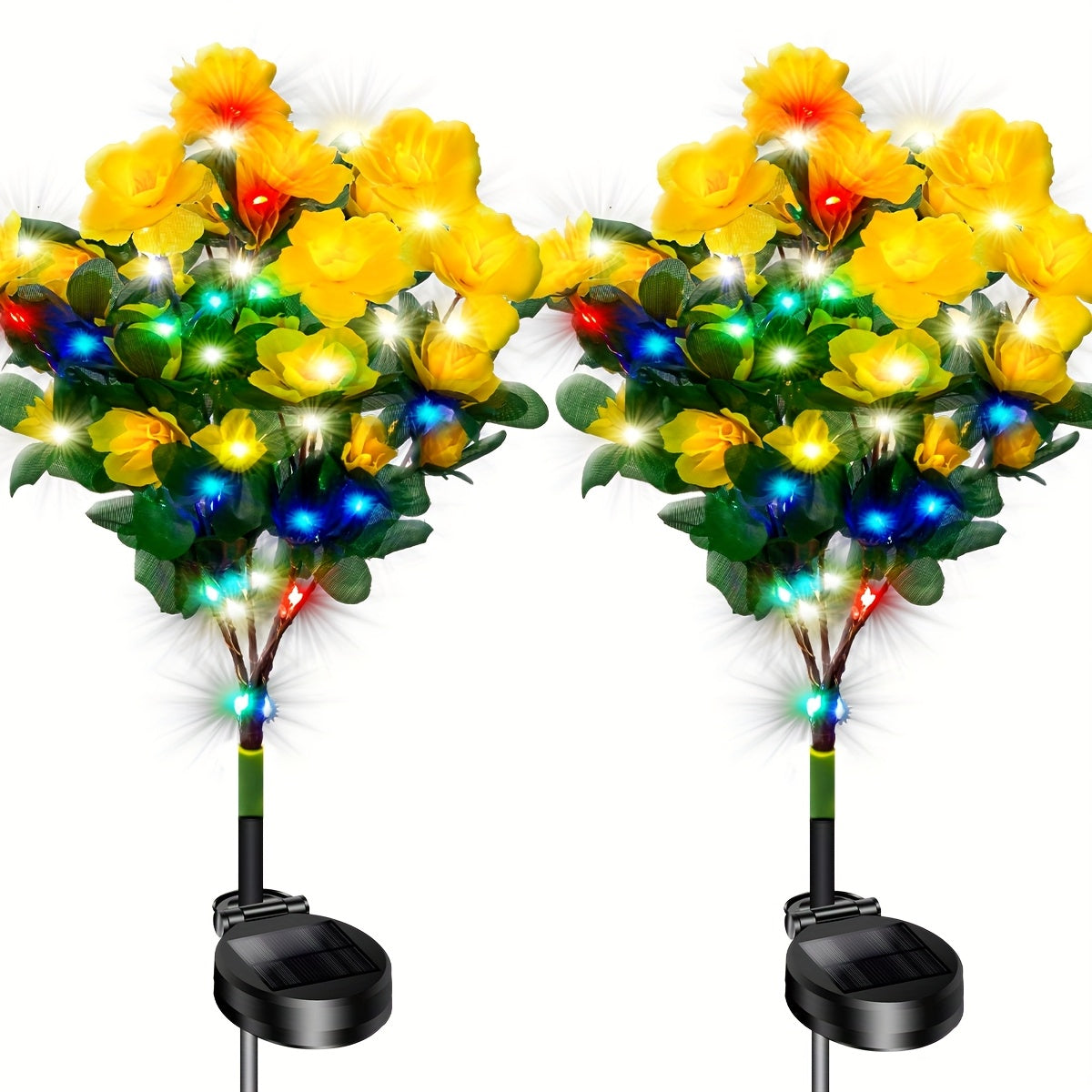 Solar Azalea Courtyard Light 2-Piece Set, IP65 Waterproof Outdoor Decoration, Suitable for Lawn / Patio, Holiday Gift (Christmas / Easter) for Mother / Wife