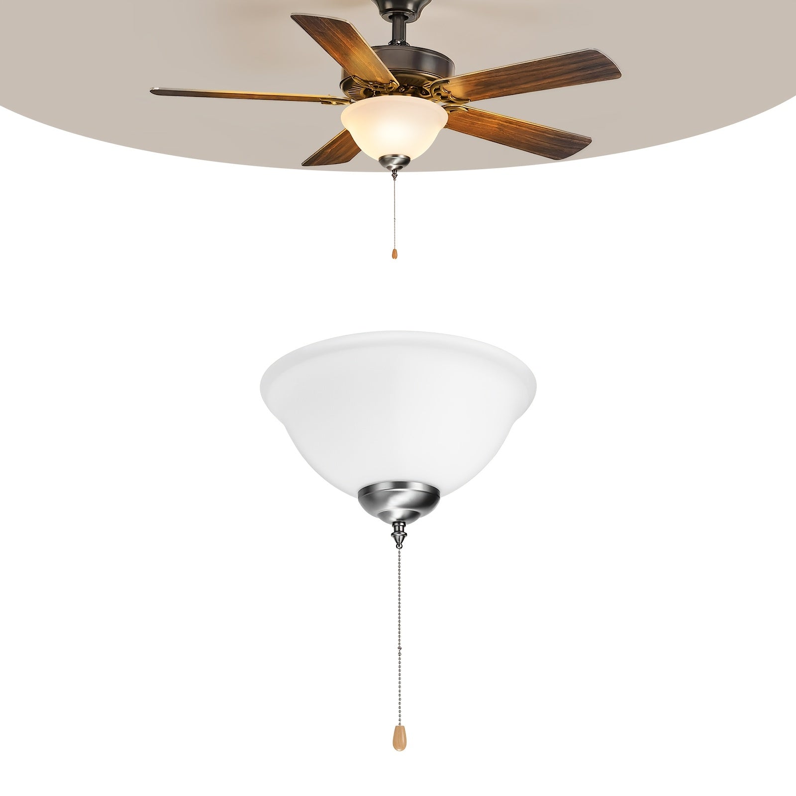 Ceiling Fan Light 1Pc Bowl Shape Pull Chain Design 750lm 110V Plug-Free S001 Available for All Stores