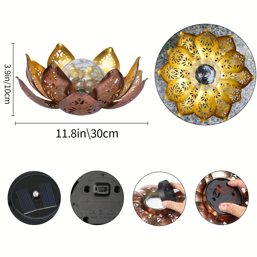 Solar Courtyard Light Outdoor Decoration - Bright Lotus Table Lamp, Solar Light for Courtyard Pathway Courtyard Balcony Exterior Decoration