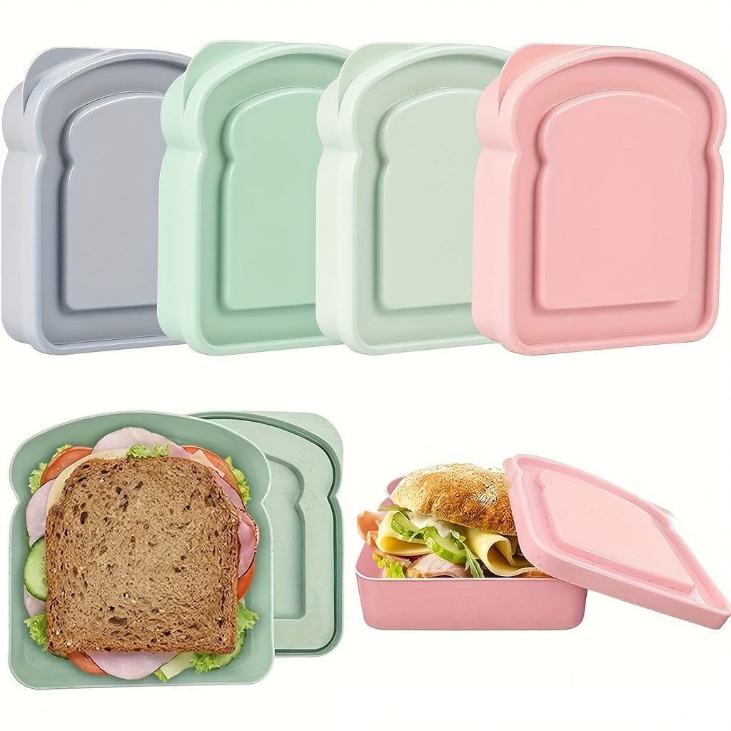 Sandwich Box, Lunch Box – Plastic Toast-Shaped Food Storage Container with Lid – Microwave & Dishwasher Safe – Perfect for Home or Adults (Colorful)