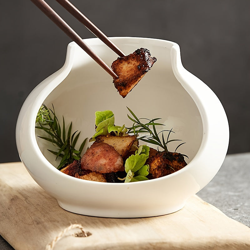 Creative Cracked Vase Artistic Concept Dish Plate, High-End Hotel & Restaurant Tableware, Unique Irregular Plate for Hot & Cold Dishes
