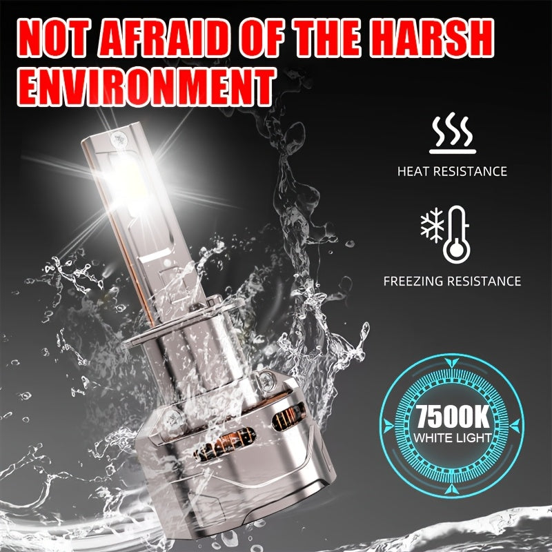 2Pcs LED Car Headlight Bulbs, 7500K White, High Beam and Low Beam, Bright Chips, 12/24V, Aluminum, Plug-and-Play, with External Driver Can, Compatible with H4 H7 H11 H9 9005 HB3 9006 9012 Hir2 H8 HB2