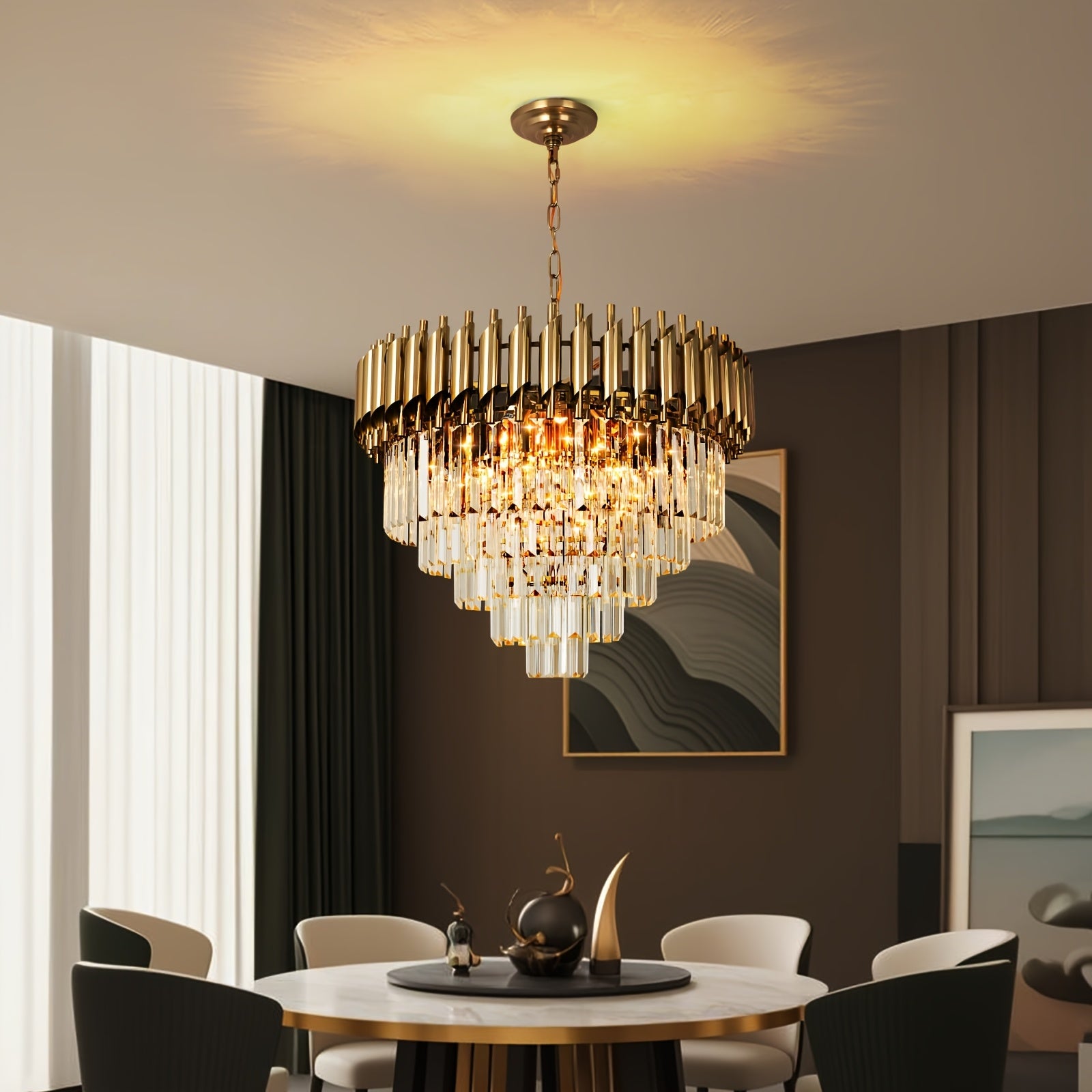 600 large gold crystal chandelier