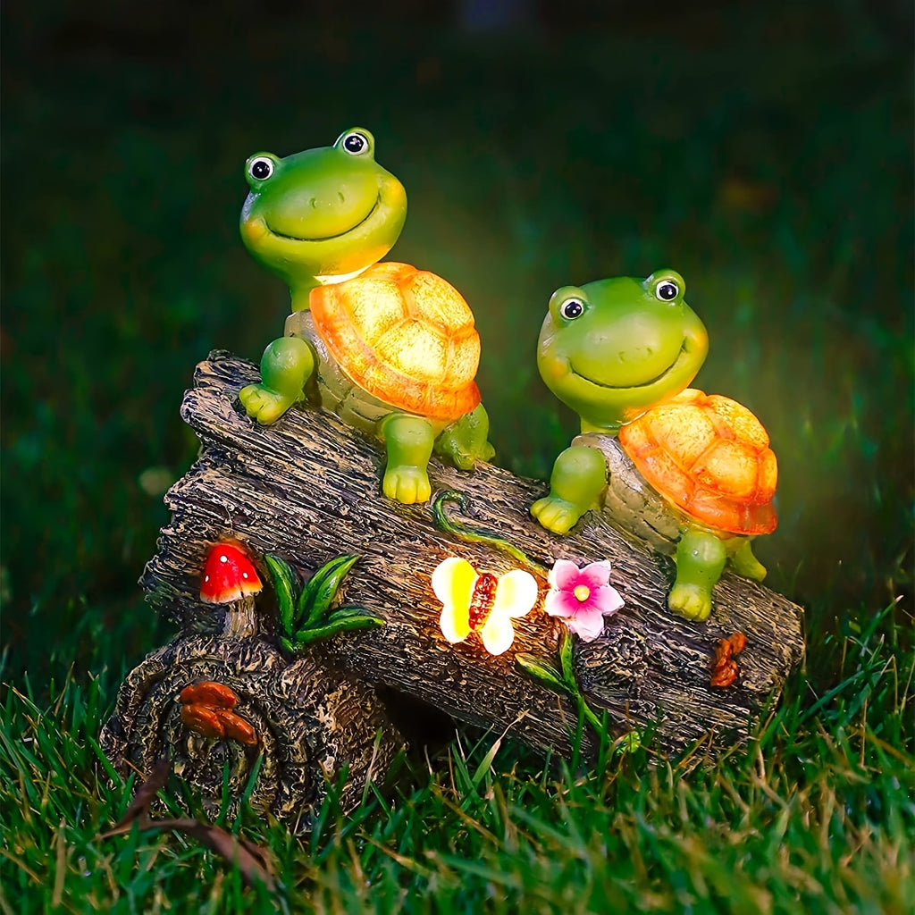 Solar Turtle Garden Statue with LED Light, Resin Animal Sculpture, Energy-Saving Outdoor Decoration, Suitable for Patio, Balcony, Courtyard and Lawn, Perfect as a Housewarming Gift, Light Sensor Control, 600mAh Nickel Battery