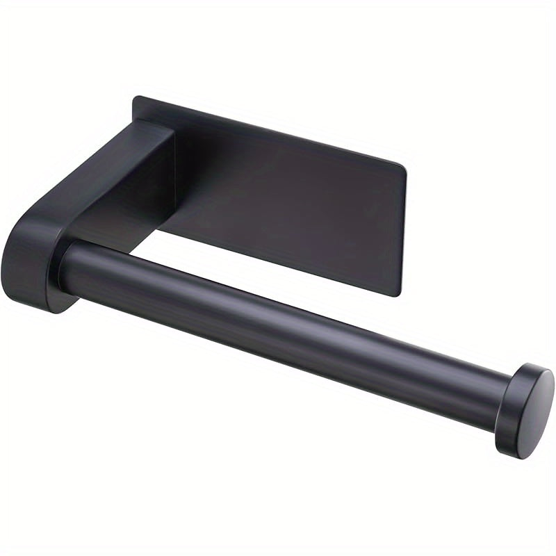 No-Drill Stainless Steel Toilet Paper Holder - Self-Adhesive Freestanding Paper Roll Holder for Bathroom & Kitchen, Brushed Finish, Rustproof Design, Easy Install, Modern Minimalist, Smooth Metal Surface