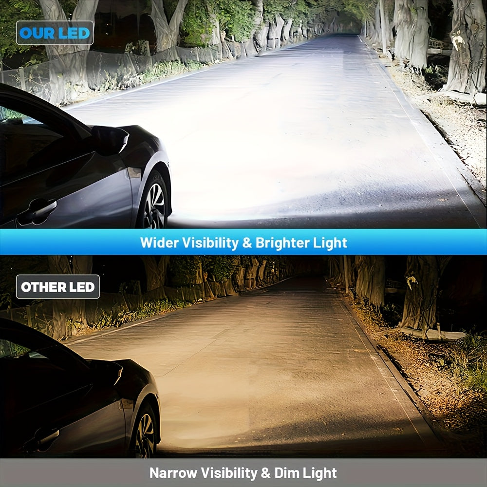 2Pcs 400% Super Bright LED Headlight and Fog Light Bulbs H4 H7 H11 H1-O78, 6000LM Super Bright 4500K White 100W, Enhanced Visibility, Safe Driving, Easy Installation, Suitable for Various Vehicles, Plug-and-Play Headlights