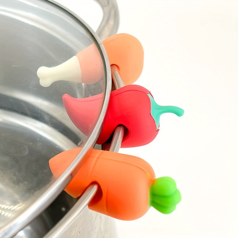 or 3 Pieces Silicone Creative Anti-Boil-Over Pot Holder – High-Temperature Resistant Silicone Material – Perfect for Lifting Pot Lid While Heating Porridge, Soup, Milk to Prevent Spills