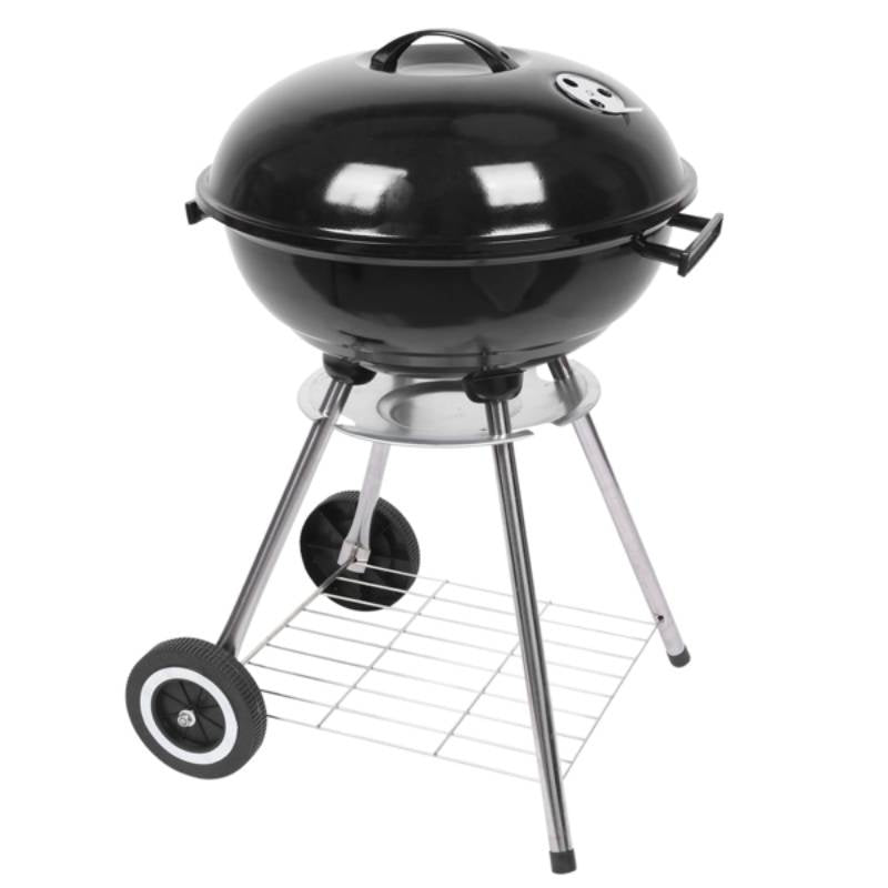 18-Inch Coke Stove with Enamel-Coated Body, White Sides and 5.91-Inch Diameter Wheels
