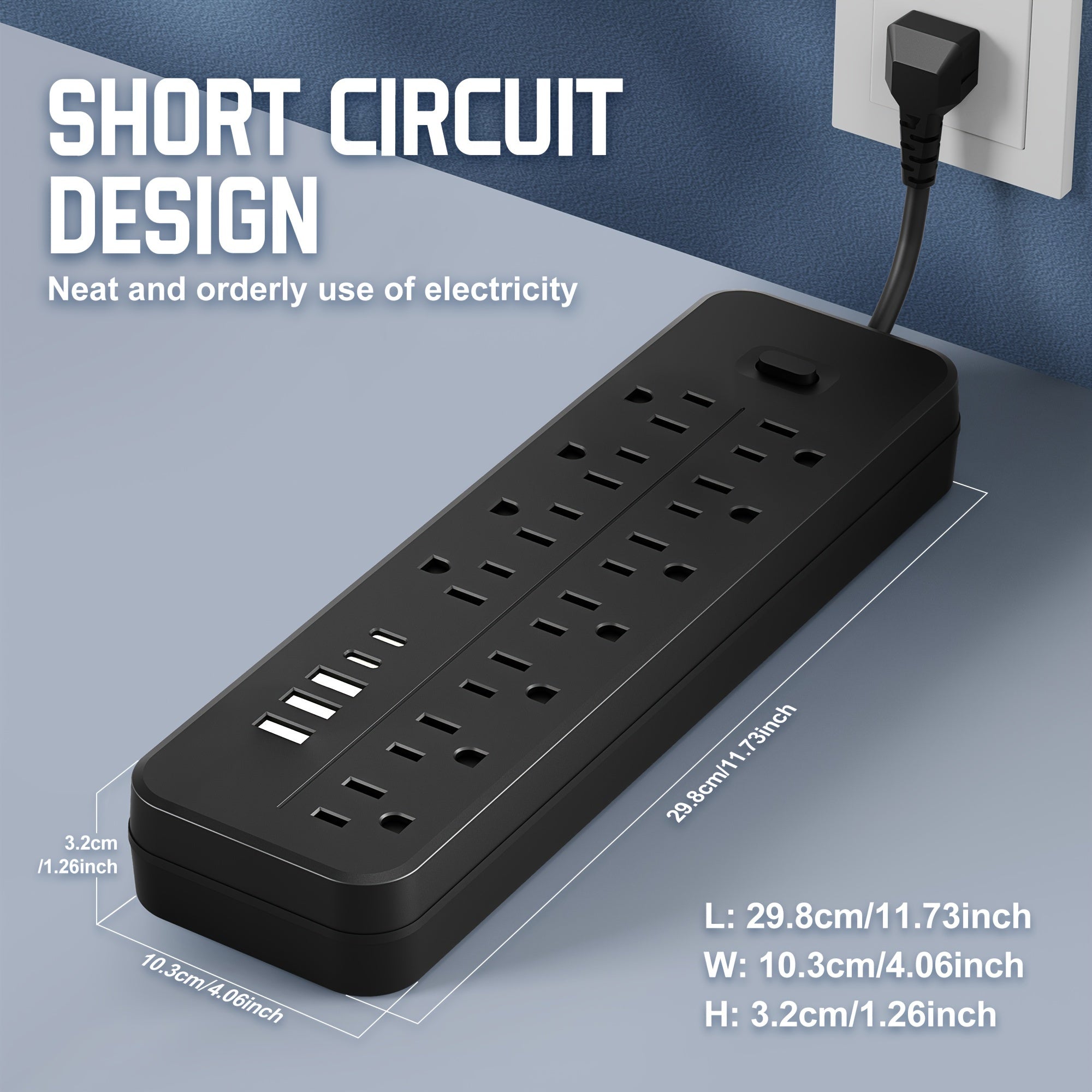 One 16-in-1 Power Adapter with 11 AC Outlets, 3 USB Ports, and 2 Type-C Ports. Compact Design, Wall Outlet Converter with Surge Protector, Portable and Convenient for Home, Kitchen, Dorm, and Office Use
