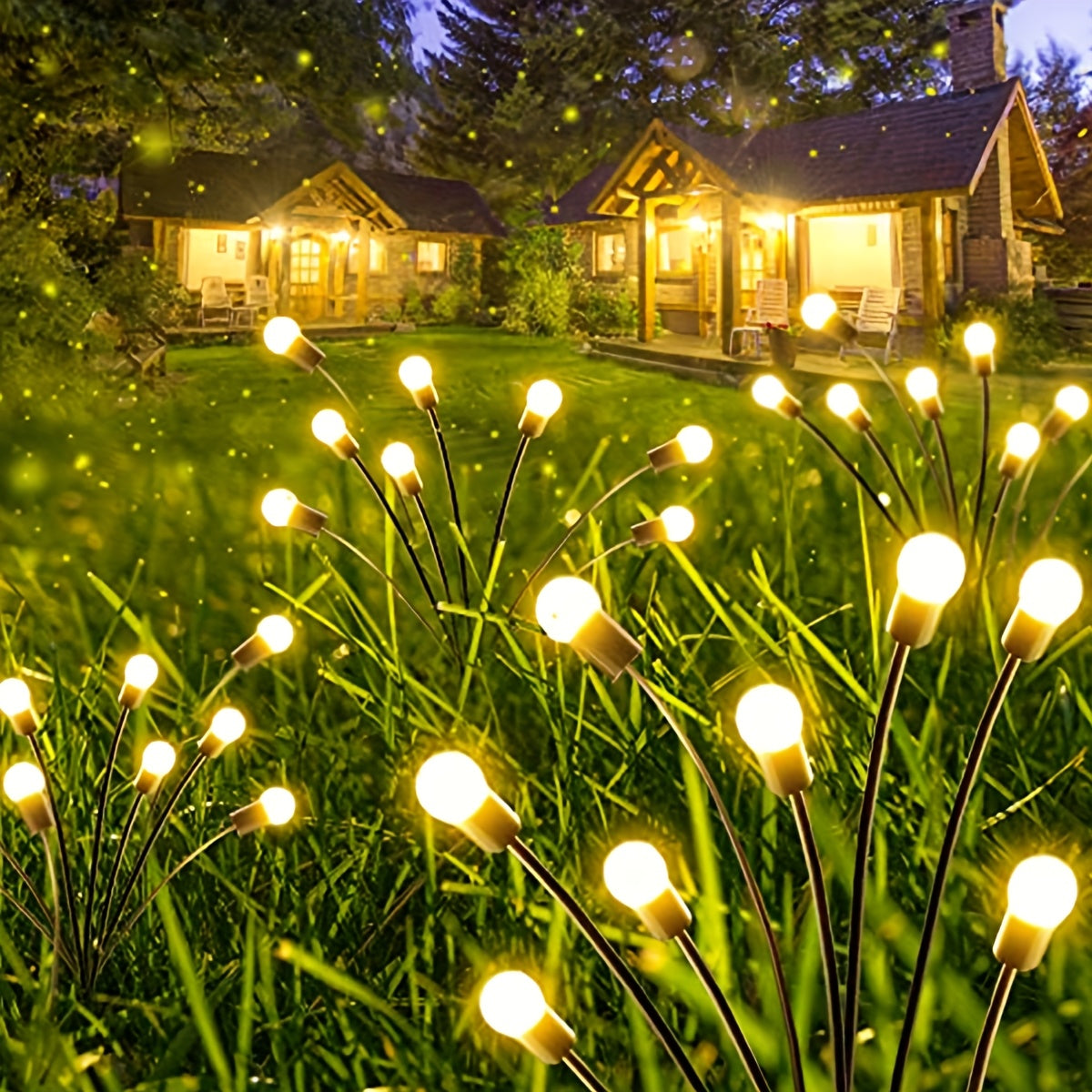 4 Pack Solar Garden Light, 32 LED Beads, Firefly Ground Light, IP44 Outdoor Decorative LED Light, Garden Decorative Globe Light, Festival Party Christmas Independence Day Dancing Lighting, Add Bright Decoration to Your Garden