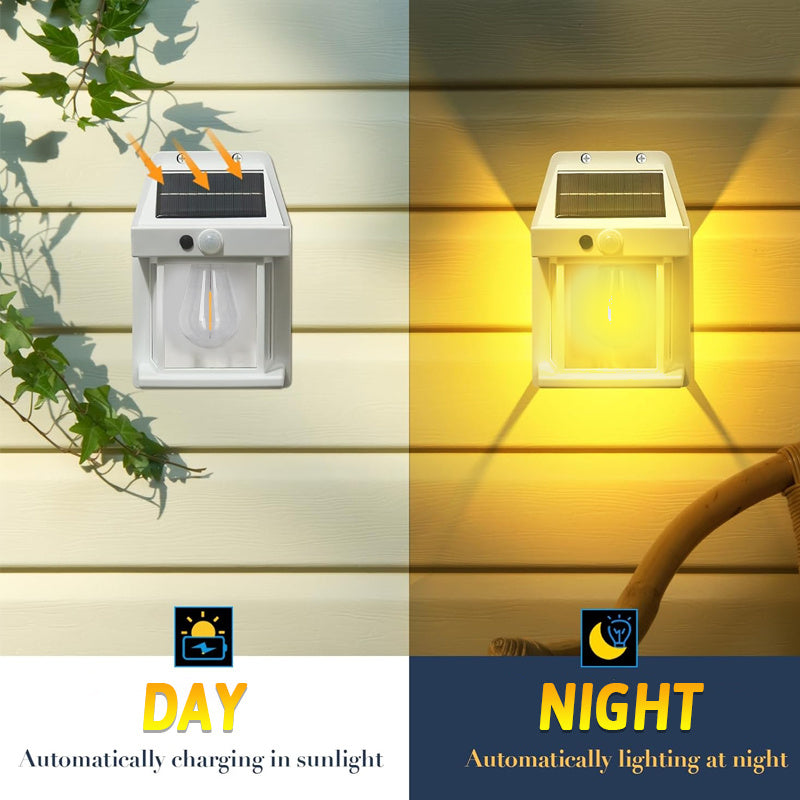 2-Pack LED Outdoor Garden White Wall Light, Solar Rechargeable Motion Sensor Villa Lighting Night Light, Suitable for Patio, Shed, Barn, Door, Courtyard, Outdoor Decoration, Multi-Functional Portable Commercial Lighting Light