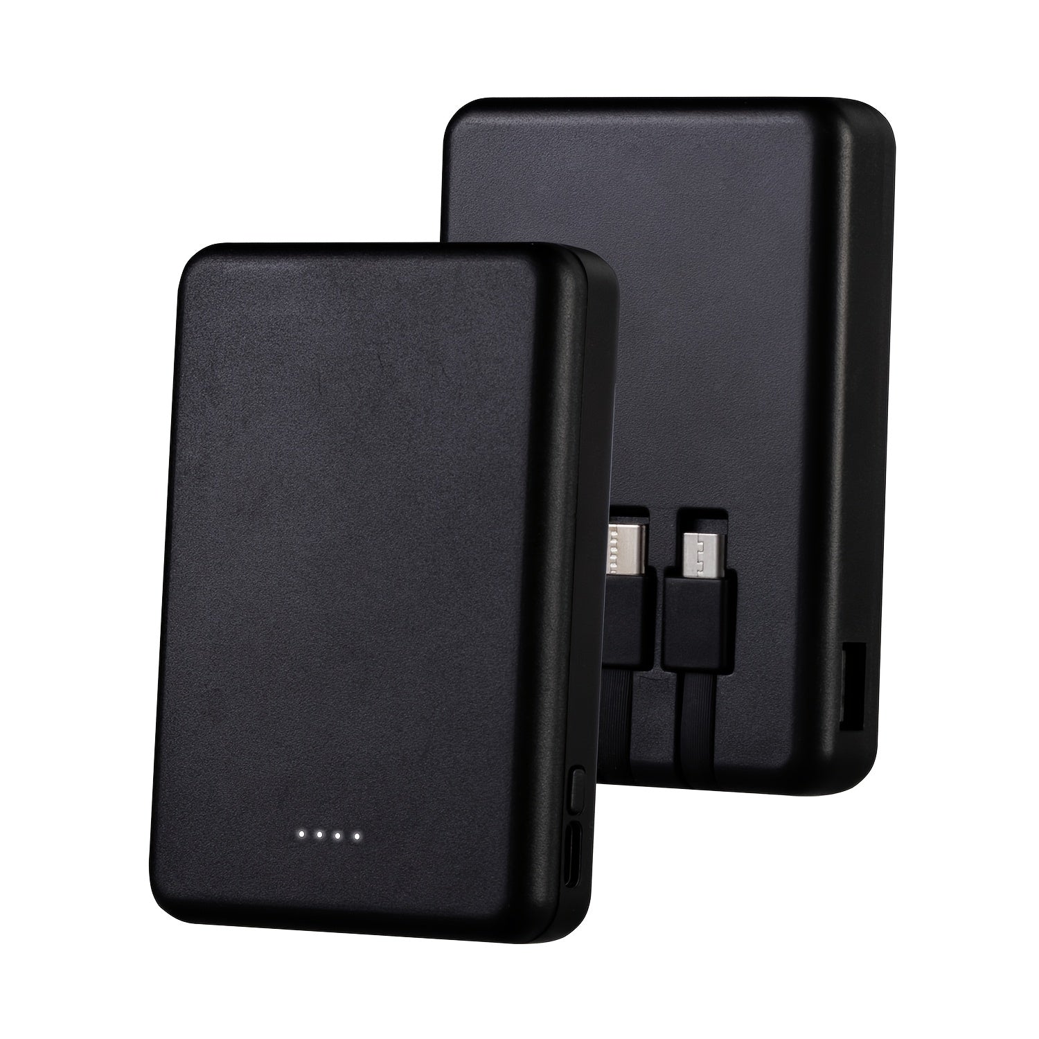 Portable Power Bank, Lightweight And Compact, 5000mAh/10000mAh, Mini Version with Built-in Cable, Can Charge 4 Devices Simultaneously with Type-C Input, LED Indicator Showing Remaining Capacity, Easy to Carry, Compact Charger with Built-in USB-C