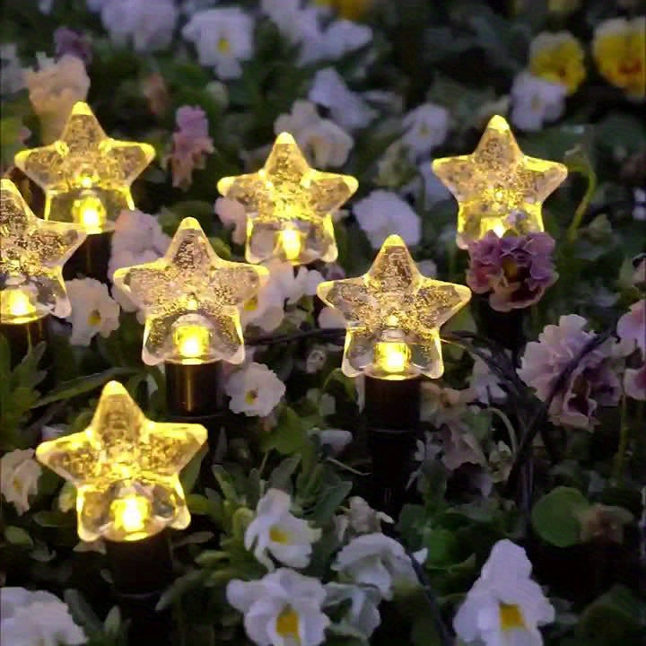 Outdoor Solar Courtyard Light, 10-LED Star Solar Courtyard Light, Outdoor Decorative LED Light, Suitable for Outdoor Garden Path, Lawn Decoration, Perfect for Valentine's Day, Mother's Day, New Year and Ramadan Decoration