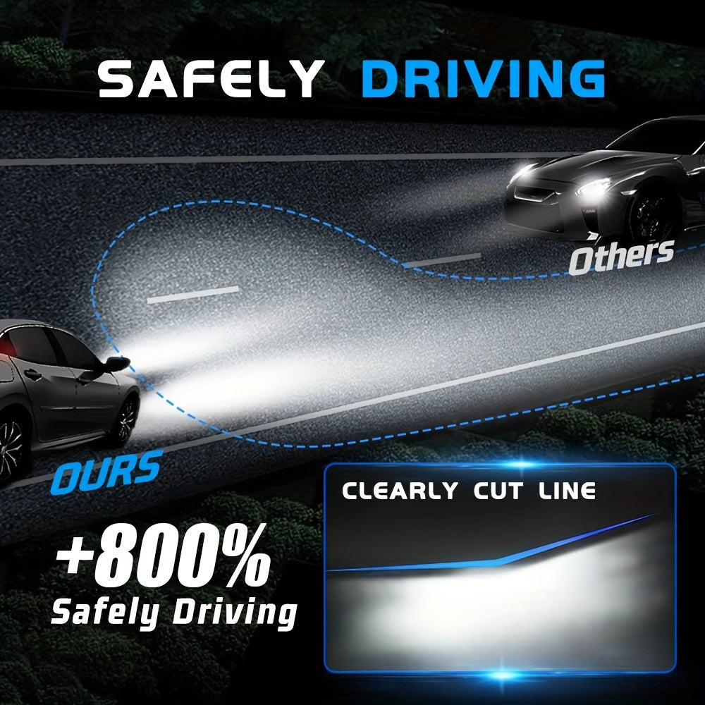 2-Pack Car LED Headlight Bulbs H8/H9/H11/H16-C015 H4/9005/H1/H4/9003/HB2/9012/9006/H1, 6500K 30000 Lumens 3570 CSP Chip 800% Brightness Easy Installation Super Bright CSP Chip High