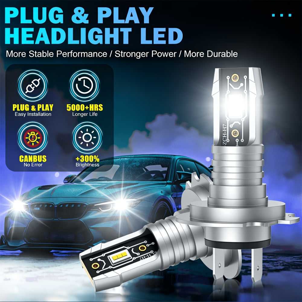 BULLVISION H7 LED Headlight Bulbs 2-Pack, 5570 CSP Chip, 6000K Super Bright Fog Light Bulbs, Plug-and-Play, 100W Car LED Light, 20000 Lumens, Designed for Cars, Trucks and Motorcycles, Super Bright H7 Bulbs