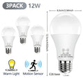 Kasotile sensor bulb, adjustable detection range, 12W (equivalent to 100W incandescent), A21 sensor indoor/outdoor bulb, automatic sensing, dusk-to-dawn automatic lighting, LED bulb, daylight color temperature 6000K, E26 base, 1100 lumens, 3-pack