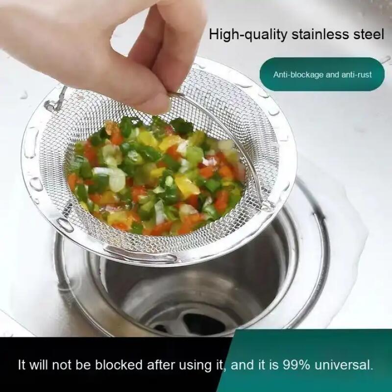 High-Quality Durable Stainless Steel Woven Mesh Sink Strainer Set (2-Pack) – Sturdy Metal Filter Basket with Handle, Designed to Capture Hair & Food Debris in the Kitchen and Bathroom