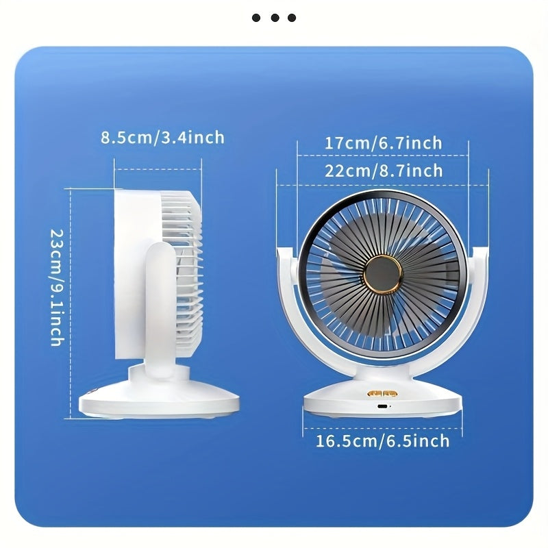 New Rechargeable Desktop Fan, Adjustable Wind Speed and Tilt Angle, Perfect for Bedroom, Living Room and Office, Brings Flexible and Comfortable Cooling