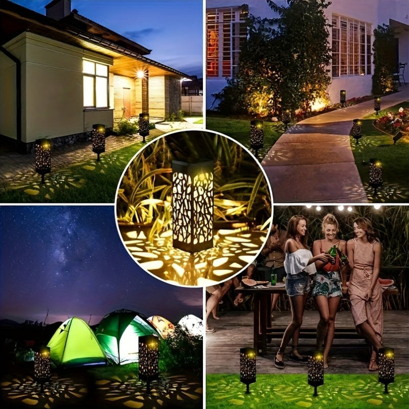 6-Piece Solar Street Light, Outdoor LED Garden Lawn Decorative Lighting, Automatic Night Lighting, Easy-to-Install Ground Insert Pole, IP44 Waterproof, Perfect for Courtyard, Patio and Landscape Decoration, Solar Outdoor Light