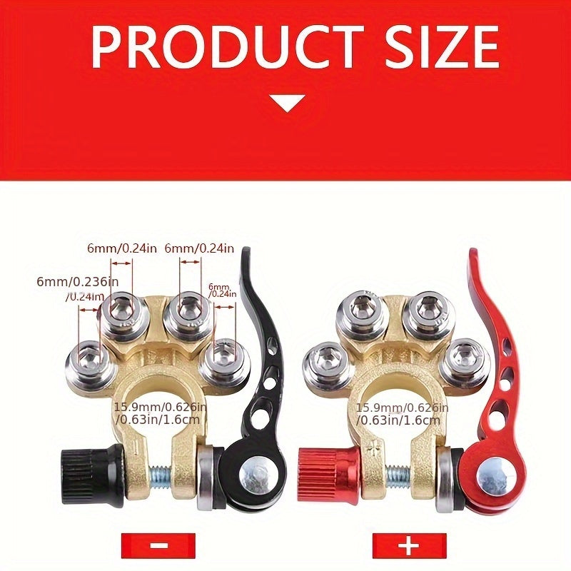 Car Quick Release Battery Terminal - 12V 24V Zinc Alloy Top Post Clamp for Automotive Wiring Harness
