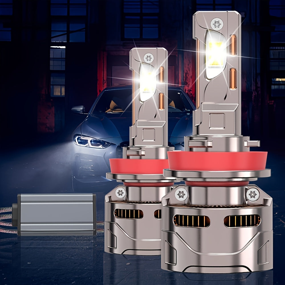 2-Pack H11 Car LED Light Bulbs, LED Headlights, 57260 Lumens, Canbus Error-Free, 360° Beam Angle, H1, H4, H7, H11, CSP Chip, Aluminum Housing, HB3/9005, HB4/9006, HIR2/9012, Easy to Install, 12V/24V, Compatible with 99% of Cars - B71