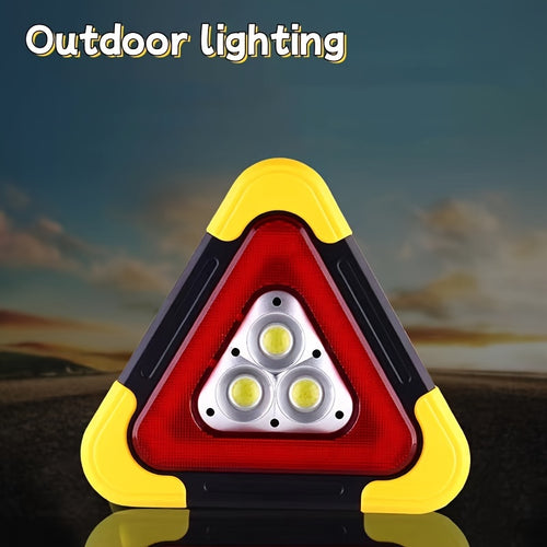 1pc Portable Solar Triangle Warning Light, Super Bright LED Traffic Safety Signal, High-Intensity COB, USB Rechargeable, Multi-Purpose Emergency Beacon, High Visibility for Accidents & Roadside Repairs (Built-in Battery)
