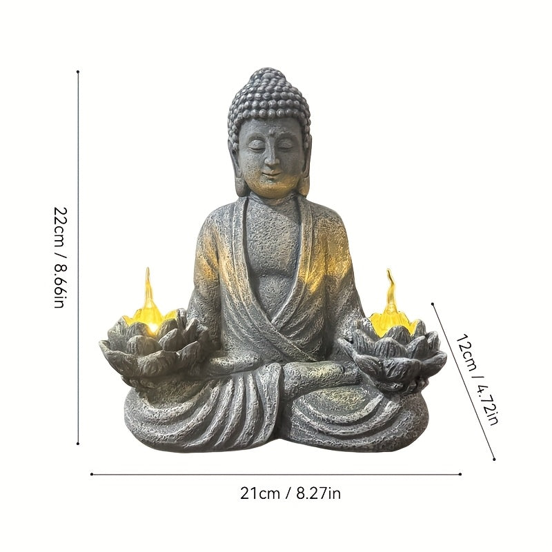One Zen Solar Buddha Statue Garden Light, Christmas Decorative Solar Meditation Garden Buddha Statue, Courtyard Lawn - Indoor/Outdoor Decoration, Perfect for Balcony, Garden, Courtyard, Porch Courtyard Art Decor, Gift