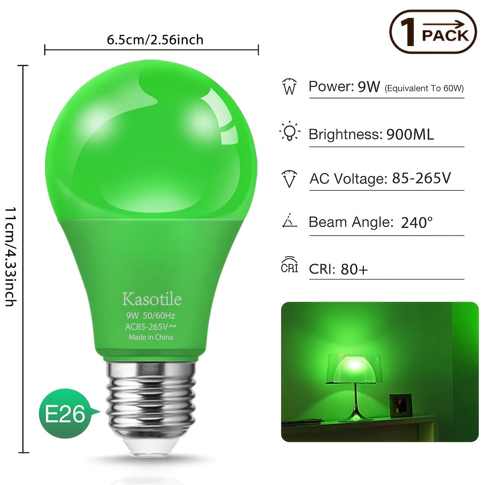 Colored bulb 9W E26 base, suitable for Halloween, Christmas parties, holiday lighting, colors available in blue/red/green/purple/orange/pink