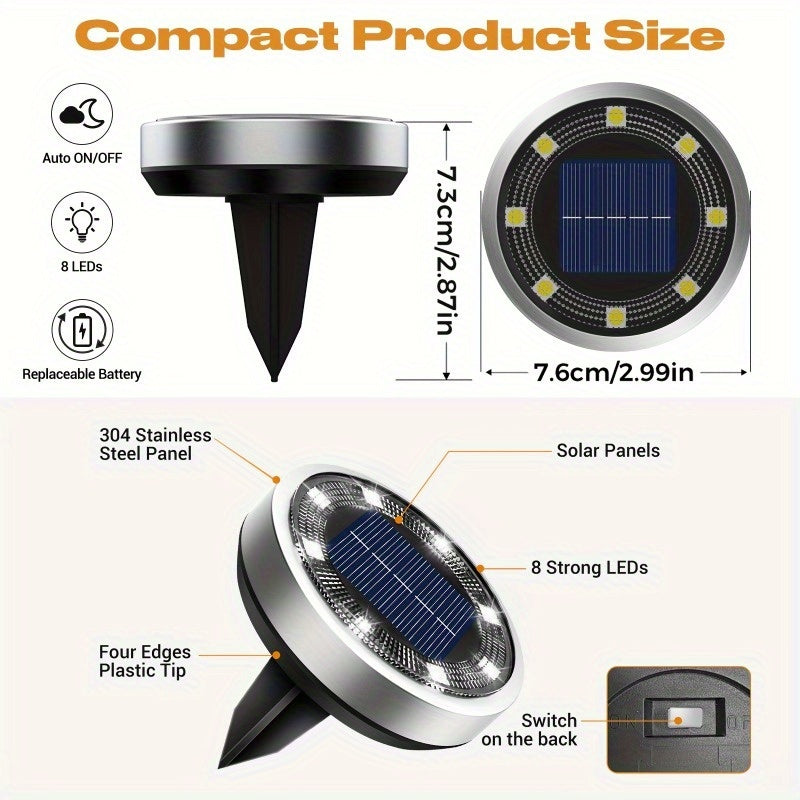 20pcs Solar Ground Lights (Outdoor IP44) - Warm White & Cool White, Solar In-Ground Lights for Garden, Pathway, Driveway, Deck, Stairs, Pool, Flower Bed - Auto On/Off, Easy to Install