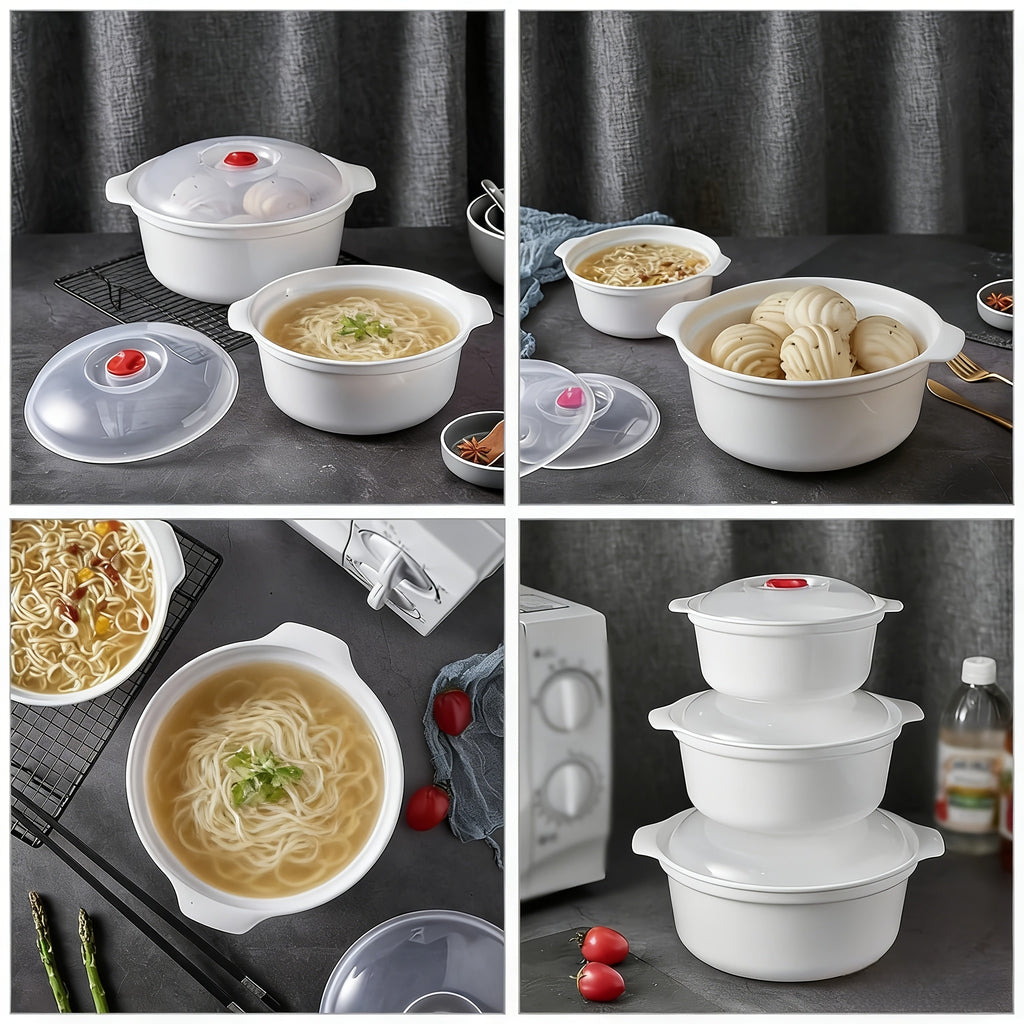 微波炉可加热的碗具,圆形食品级PP5碗具套装（含盖） 健康安全放心 可用于汤碗，饭碗，菜碗 方便面碗 蒸笼加热包子馒头食物, 1-3分钟即可加热食物 厨房好帮手,高端厨房用餐体验