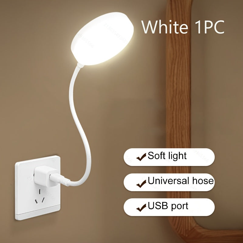 1PC/3PCS portable freely bendable USB hose LED night light, available in 1-pack and 3-pack red, blue, white color-mix set with independent touch control small night lights, USB-powered plastic reading light for bedroom, living room, laptop lighting