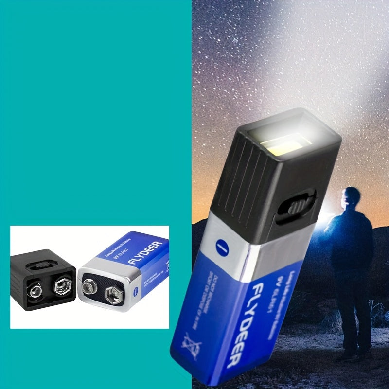 9V Flashlight, 9V Mini LED Keychain Light, 6F22 Battery, High-Power COB Light Flashlight