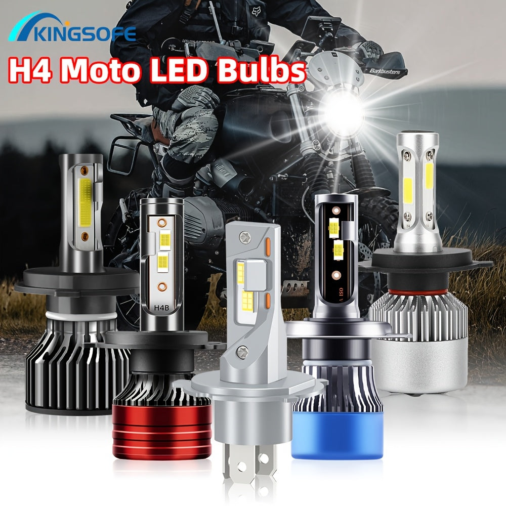1pc KINGSOFE H4 LED Motorcycle/Car Headlight Bulb - Super Bright 30000 Lumens 6500K Cool White High/Low Beam Integrated with Cooling Fan, Plug-and-Play All-in-One Headlight, Suitable for Motorcycles, ATVs, Trucks, Scooters, Utility Vehicles