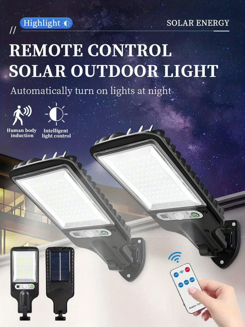 1 Piece 80LED Solar Sensor Street Light, ABS Material, Ultra-High Power Built-in Rechargeable 18650 Lithium Battery, with Infrared Sensor Function Wall-Mounted Solar Light, Including Motion Sensor 3 Functional Modes